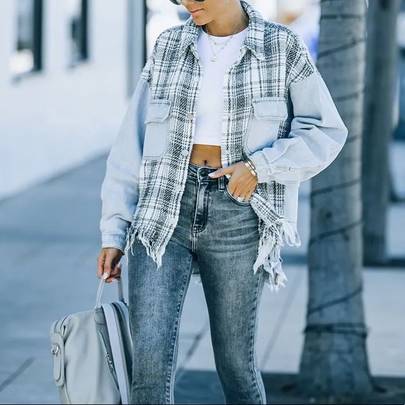 Dance & Marvel Jackets & Coats Nwt Dance Marvel Plaid Tweed